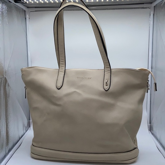 Cream Faux Leather Tote Bag / Purse - Picture 1 of 9